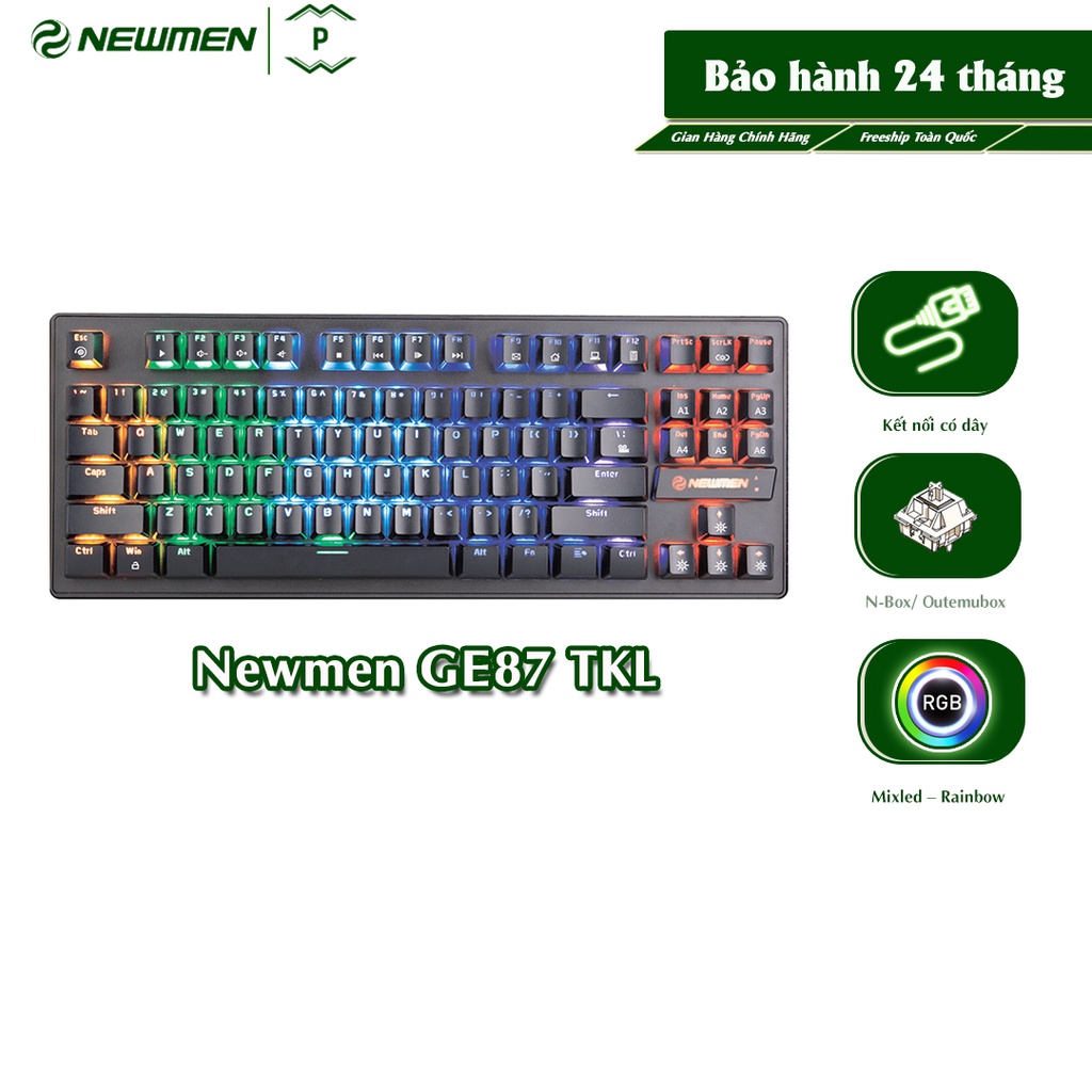 Bàn phím cơ có dây Gaming NEWMEN GE87, Size 87 phím,Switch Outemubox cải tiến, MixLED 20 hiệu ứng, bền bỉ và mạnh mẽ