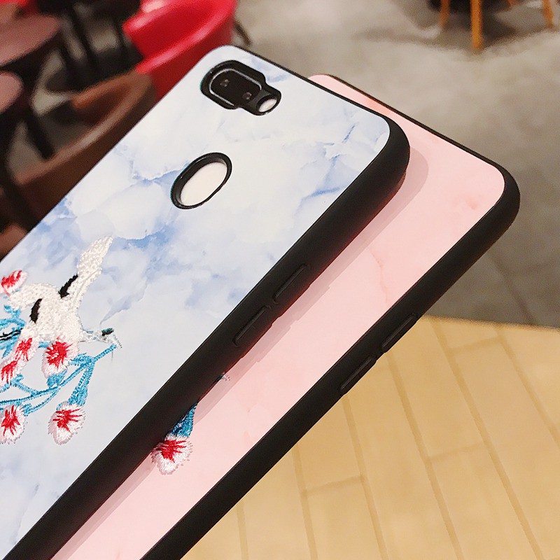 For OPPO R15 R11S R11 R9 R9S F3 Plus Case Crane Embroidery PU Leather Cover