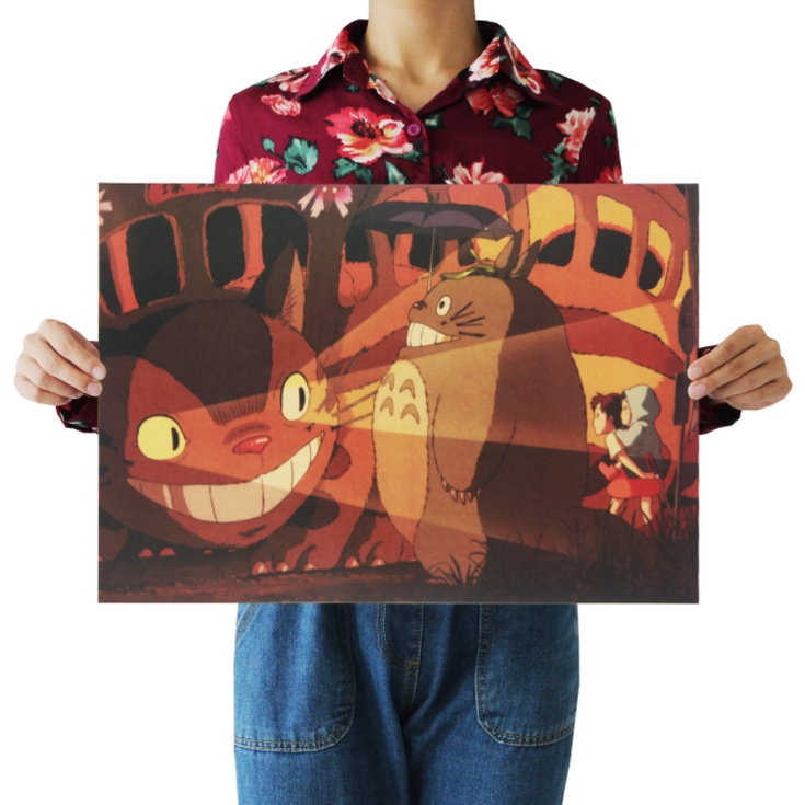 Tranh treo tường giấy kraft in họa tiết anime phong cách retro dành cho trang trí nhà cửa