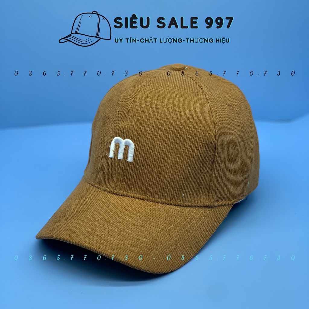 NÓN KẾT NHUNG GÂN THÊU CHỮ M THỜI TRANG NAM NỮ ĐƠN GIẢN ĐẸP PHONG CÁCH HÀN QUỐC