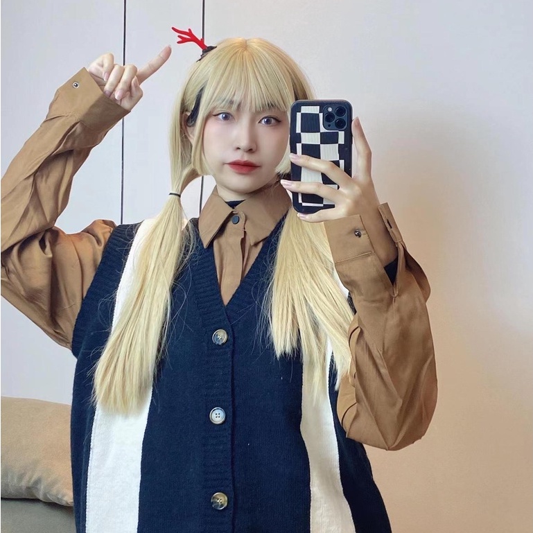 Áo cardigan len không tay dáng rộng màu sắc tương phản phong cách harajuku dành cho nam giới áo sweater khoác  thời trang áo tay lỡ  phối hàn áo dệt kim