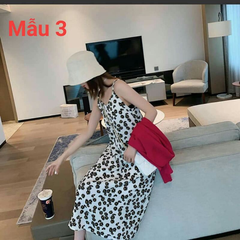 Váy hai dây maxi hoa cúc xã sale shock size L