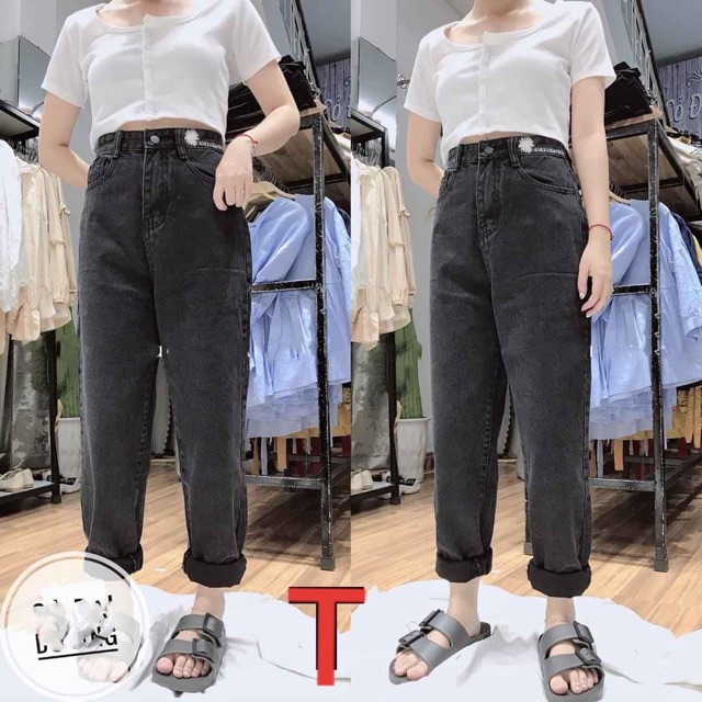 Quần bò baggy hoa cúc Alex thêu cạp TTN877 | BigBuy360 - bigbuy360.vn