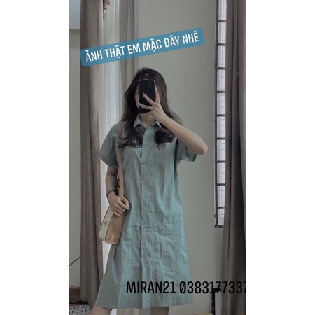 Váy Sơ Mi Tay Ngắn 2 Màu