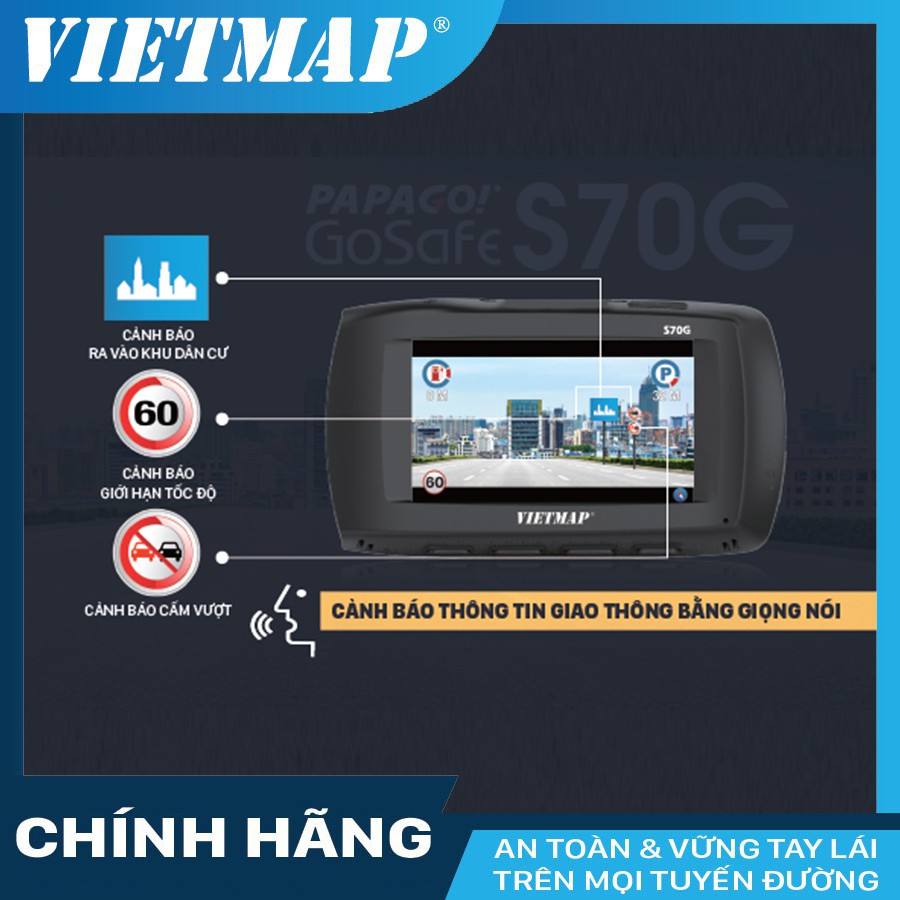 Camera hành trình VIETMAP Papago S70G cho xe ô tô + thẻ nhớ 32/64GB Class 10