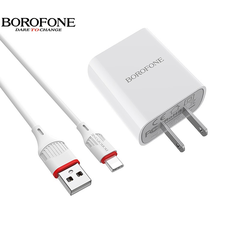 Bộ sạc cáp 2.1A BOROFONE BA20 đầu Lightning, Micro, Type-C full dòng iPhone, iPad, Android, dây dài 1m - Chính hãng