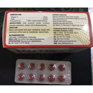 Rutin C - bổ sung vitamin ( Hộp 100 viên), ND