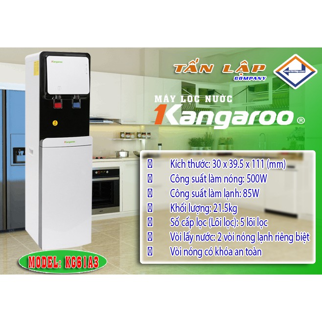 Máy lọc nước Kangaroo KG61A3 2 vòi nóng lạnh