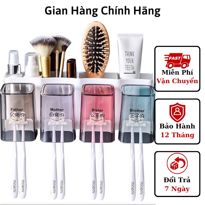 Thiết bị nhà tắm - Kệ 4 ngăn đựng bàn chải kem đánh răng kèm 4 ly xinh xắn  9523 - Giá để đồ nhà tắm . .