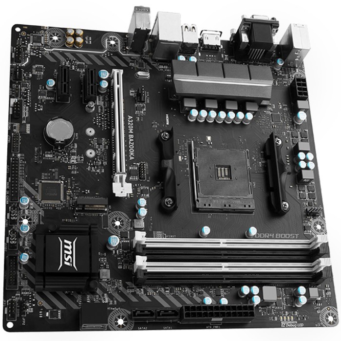 Main MSI A320M BAZOOKA, 4 khe ram, có khe M2 cắm SSD. Bo mạch chủ MSI A320M BAZOOKA cũ