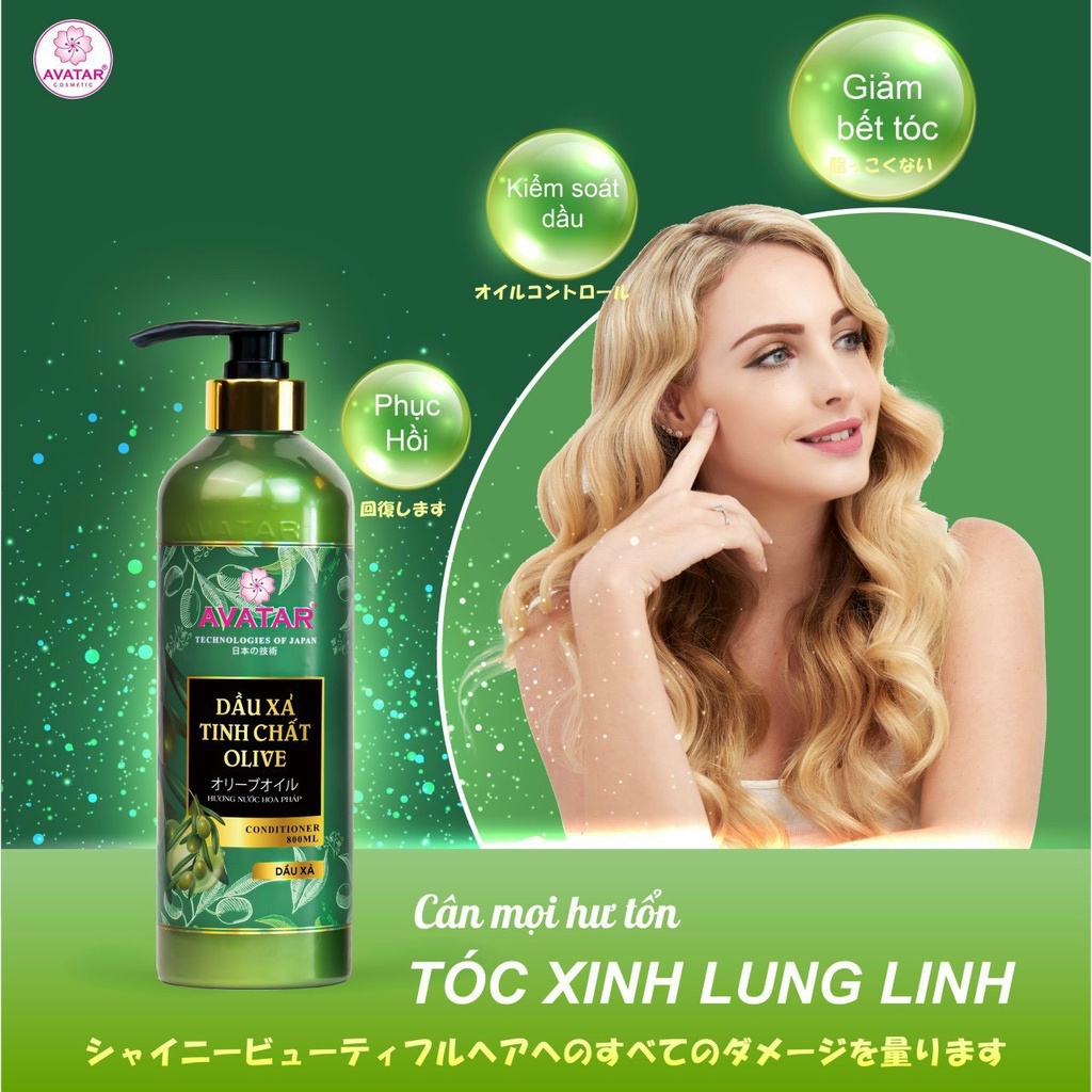 Dầu Xả Tinh Chất Olive Avatar Dưỡng Tóc Chắc Khỏe, Mềm Mượt (Chai 800ml)