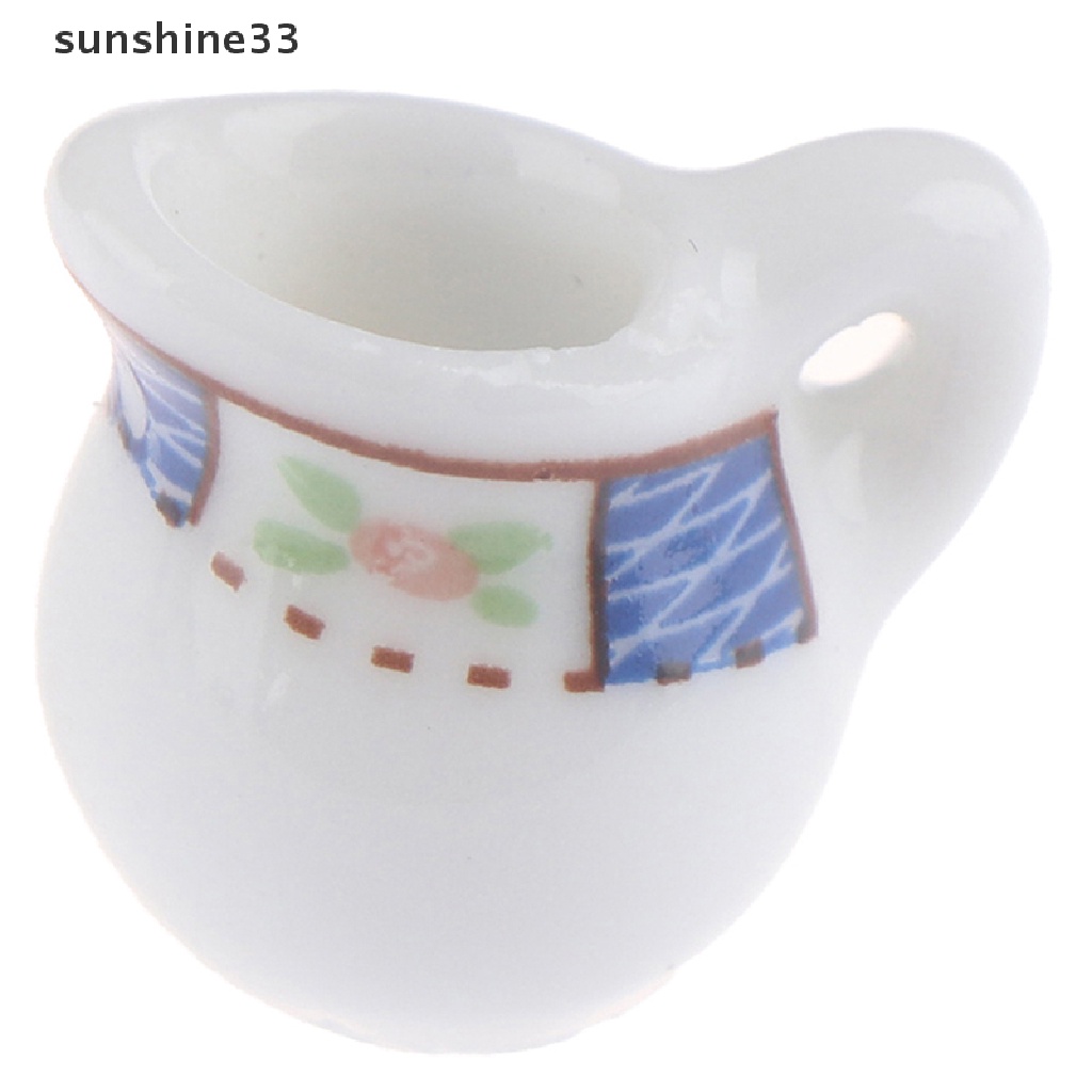 SU 8Pcs 1:12 Dollhouse Miniature Porcelain Tea Cup Plate set Dollhouse Kitchen Toy n