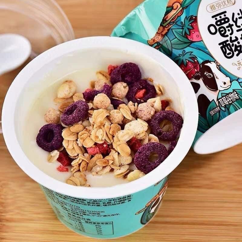 Sữa Chua Yến Mạch Yami Chew Ăn Kiêng, Giảm cân, giữ dáng, đẹp da, 1 Hộp 145g Topping Tự chọn | Dacheng Food