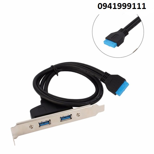 Cáp 20 Pin cắm trong main ra 2 cổng USB 3.0 dài