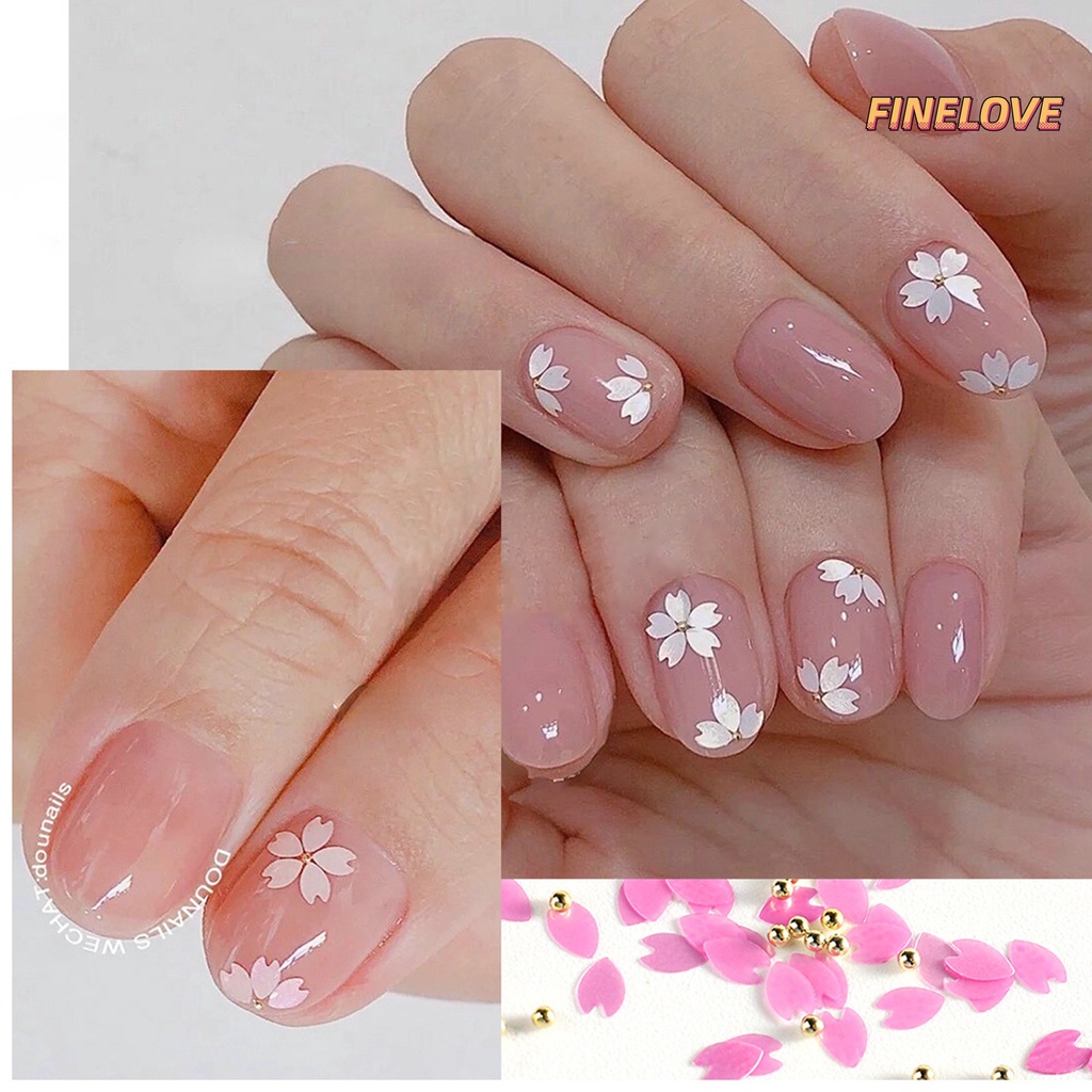 1 Hộp Phụ Kiện Trang Trí Móng Tay Chống Nước Hình Cánh Hoa Anh Đào