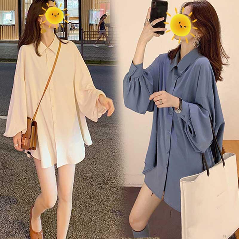 Áo Sơ Mi Dài Tay Phong Cách Retro Hàn Quốc Thời Trang
