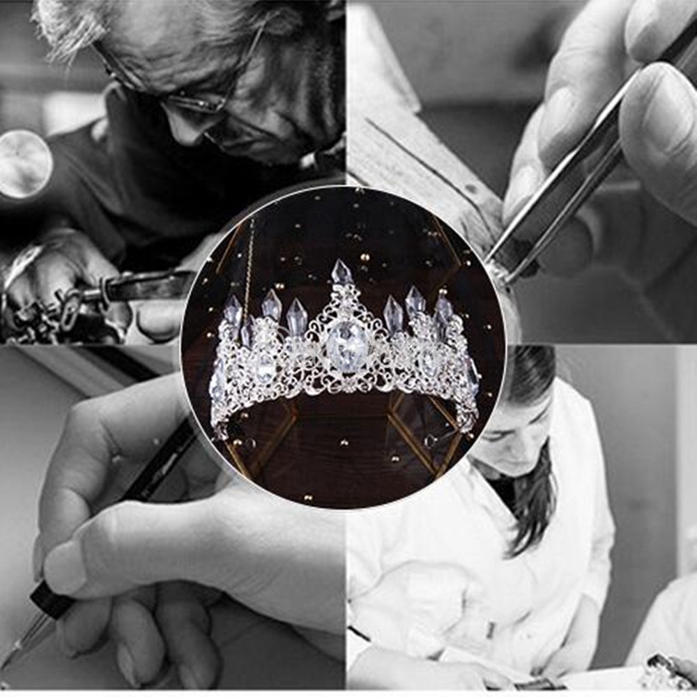 Vương Miện Cài Tóc Đính Đá Lấp Lánh Phụ Kiện Cho Cô Dâu