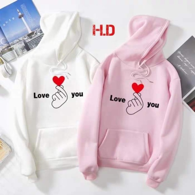 Áo hoodie tay búng tim Love You HDA1019