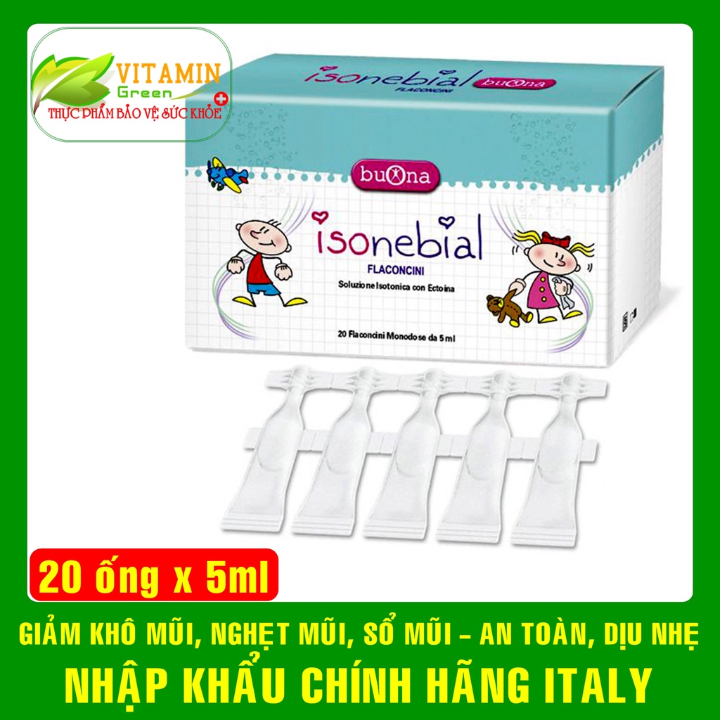 Nước muối sinh lý kết hợp Ectoin IsoNebial Flaconcini giúp giảm khô mũi, nghẹt mũi, sổ mũi | Nhập khẩu chính hãng Italy