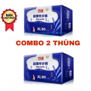 [Tặng bong bóng silicon] Combo 2 thùng tã bỉm quần/dán YOULI XANH đủ size 2S108/2M92/2M88/2L84/2XL80/2XXL72/2XXXL68