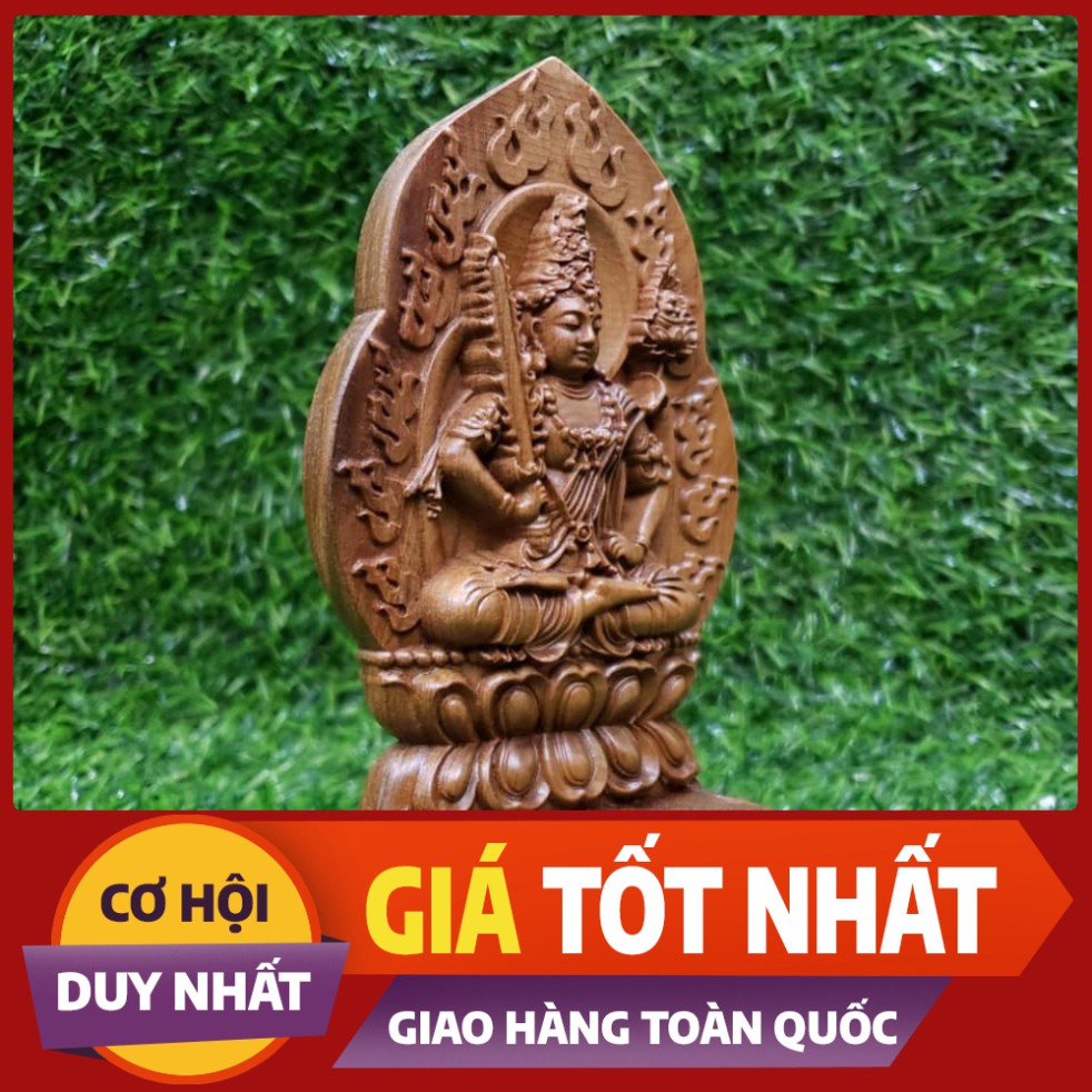 ((XẢ KHO )) Tượng  phật Hư Không Tạng Bồ Tát bằng gỗ bach xanh - Tuổi Sửu tuổi Dần  -TẶNG 1 VÒNG ĐEO TAY