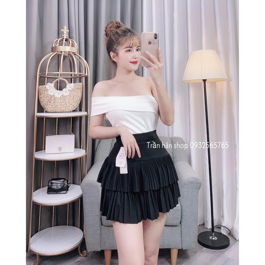 Chân váy xếp li hai tầng lưng cao chất thun hot hit mùa hè 💘7001089💘 | BigBuy360 - bigbuy360.vn