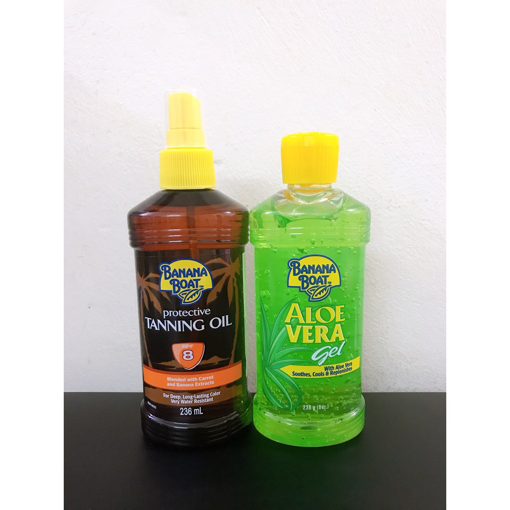 [Combo Date11/2021] 1 Dầu Phơi Nắng Banana Boat Tanning Oil + 1 Gel Banana Boat Lô hội Dưỡng da Aloe Vera 230ml