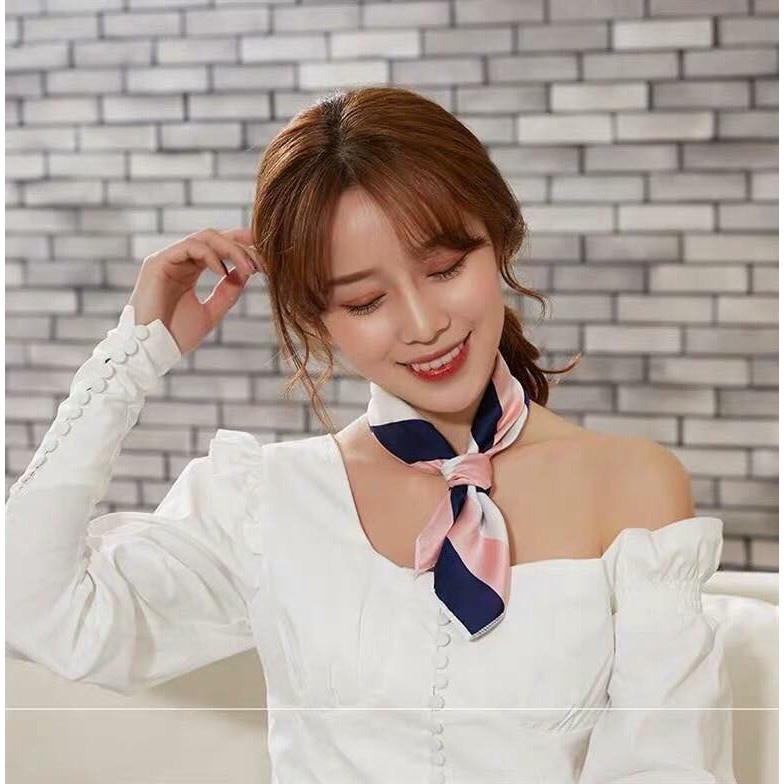 Khăn turban satin vuông phối màu độc đáo size 48*48cm  Lemon