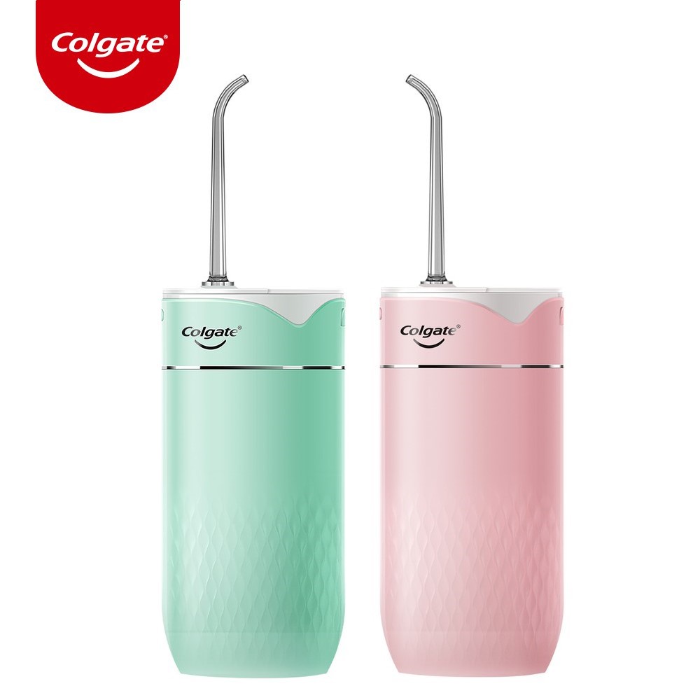 Máy tăm nước Colgate cầm tay chống nước IPX7 trắng sáng răng Màu Hồng và Xanh bạc hà