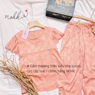 Bộ lụa gấm hoạ tiết g.u.c.c.i cao cấp hãng nohk