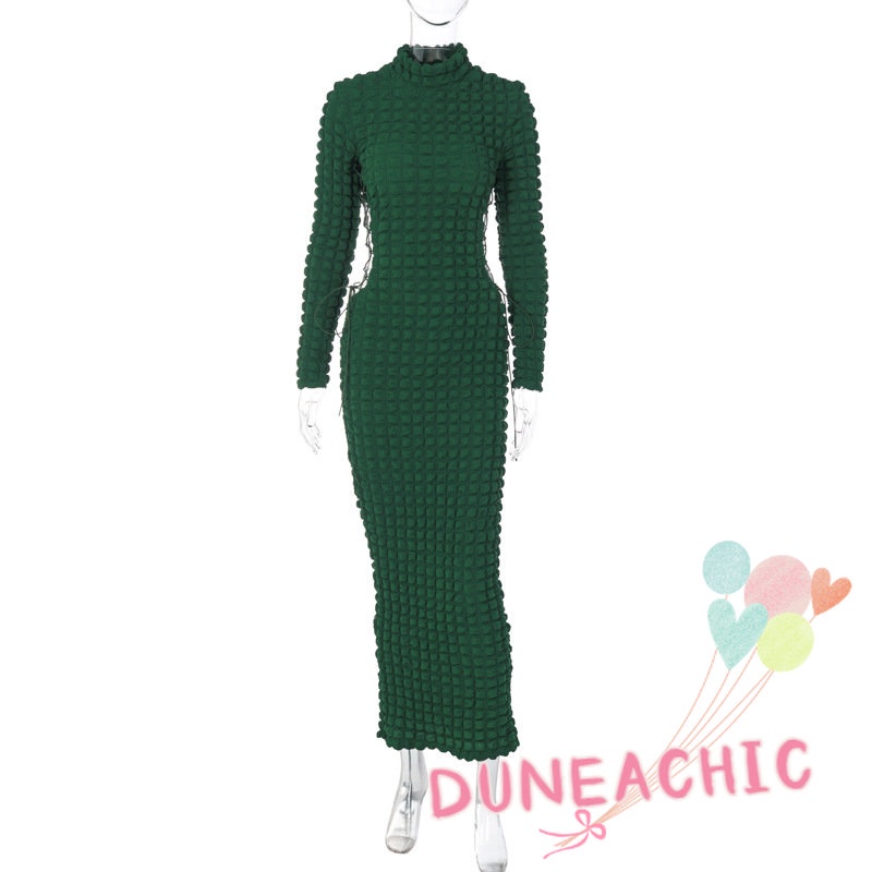 DUNEA Đầm Dài Tay Cổ Cao Thời Trang Dành Cho Nữ