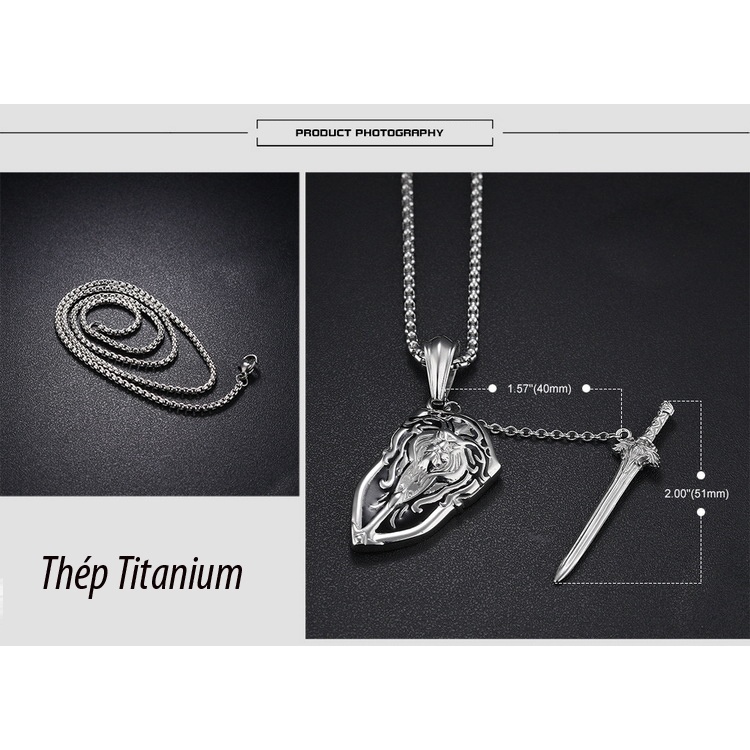 Dây chuyền nam titan mặt hình bộ khiên kiếm Froѕtmourne – thanh kiếm huуền thoại- D46