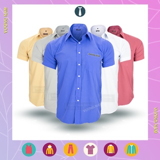 Áo sơ mi nam công sở cao cấp form rộng ngắn tay đẹp vải kate trơn mát VN16E
