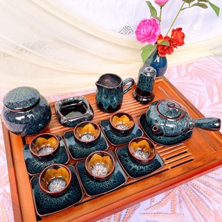 Bộ ấm chén uống trà ⚡️ấm trà Quai Ngang Vừa Cẩm Lai Xanh⚡️ Gốm Sứ Bát Tràng Đẹp Cao Cấp GomNgoGia HN19