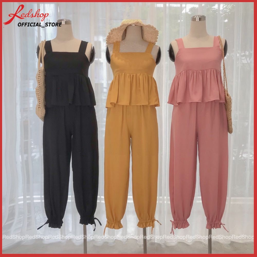 Set Đồ Nữ Bộ Quần Áo 2 Dây Mix Quần Dài Rút Dây Xinh Xắn REDSHOP