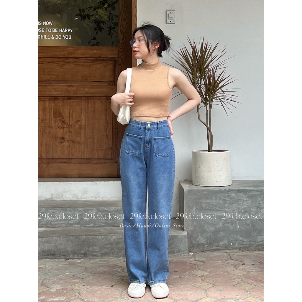 [Ảnh thật/Video] Quần jeans ống suông túi trước - 29feb.closet - Q10