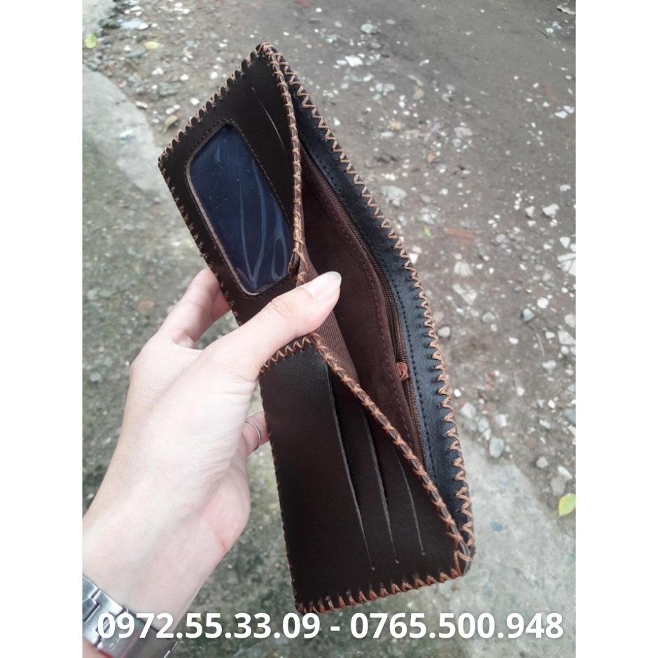 Ví Da Nam - Da Bò Xịn 100% - May Viền Thủ Công- Có hộp đựng làm quà tặng