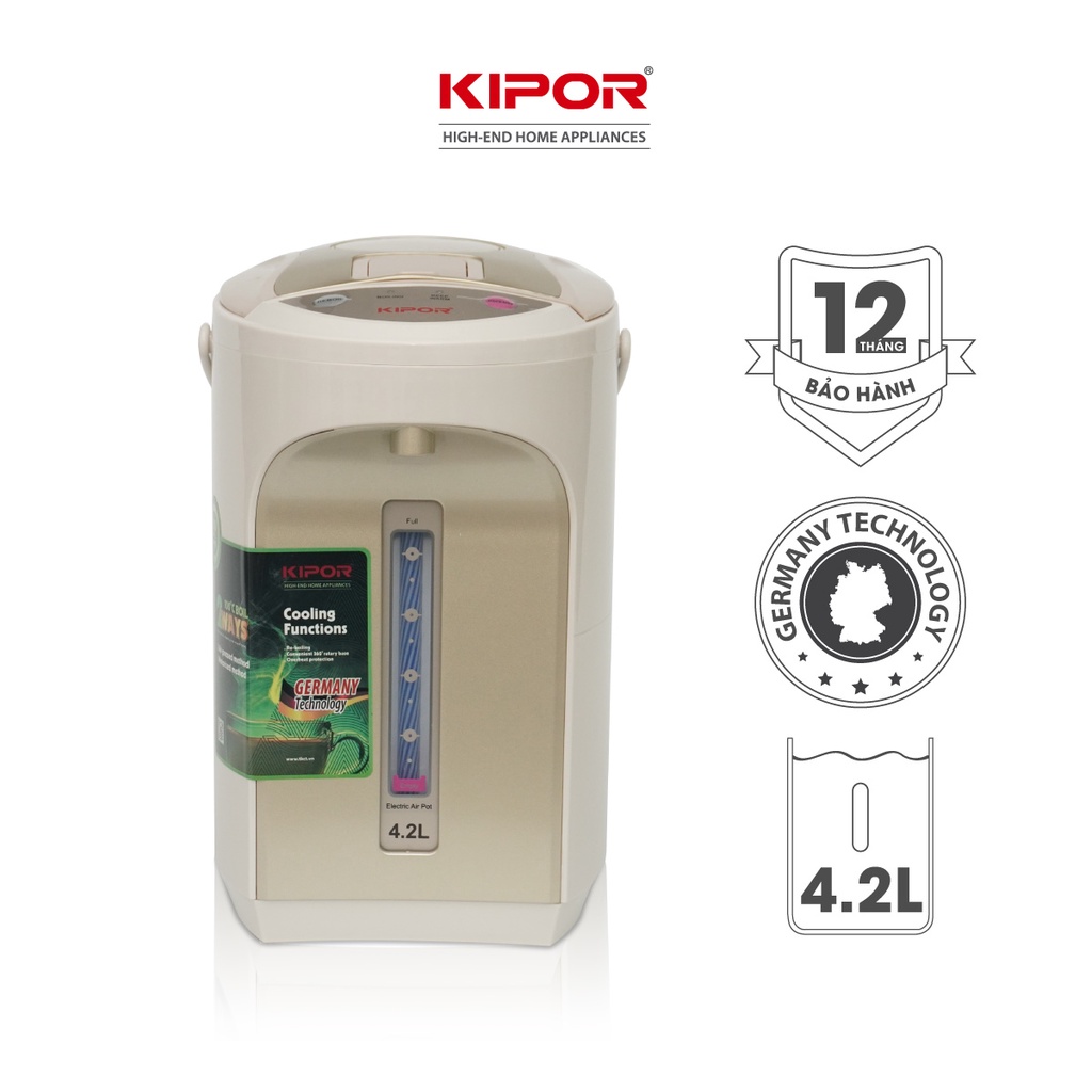 Bình thuỷ điện KIPOR KP-EP642-4,2L-Ruột bình inox 304-chế độ tự bật/ngắt,3 chế độ lấy nước-Bảo hành tại nhà 12 tháng