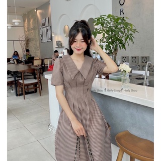 ĐẦM MIDI CỔ BẺ XẾP LY EO