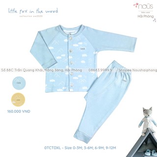 Bộ Quần Áo Cài Thẳng Dài Xanh Lơ Nhạt Nous (Từ 0-3 Tháng Đến 9-12 Tháng)