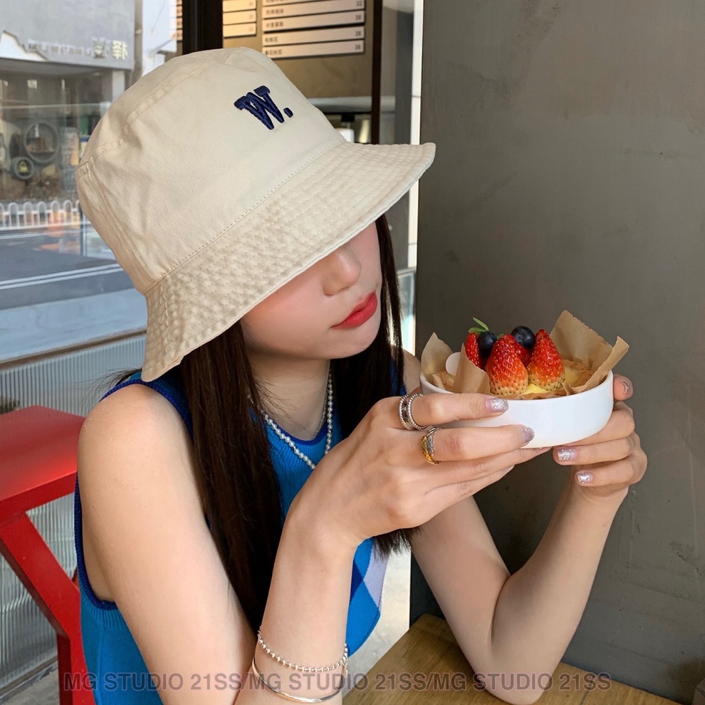 Mũ vành Mg STUDIO thêu chữ w thời trang xinh xắn cho nữ