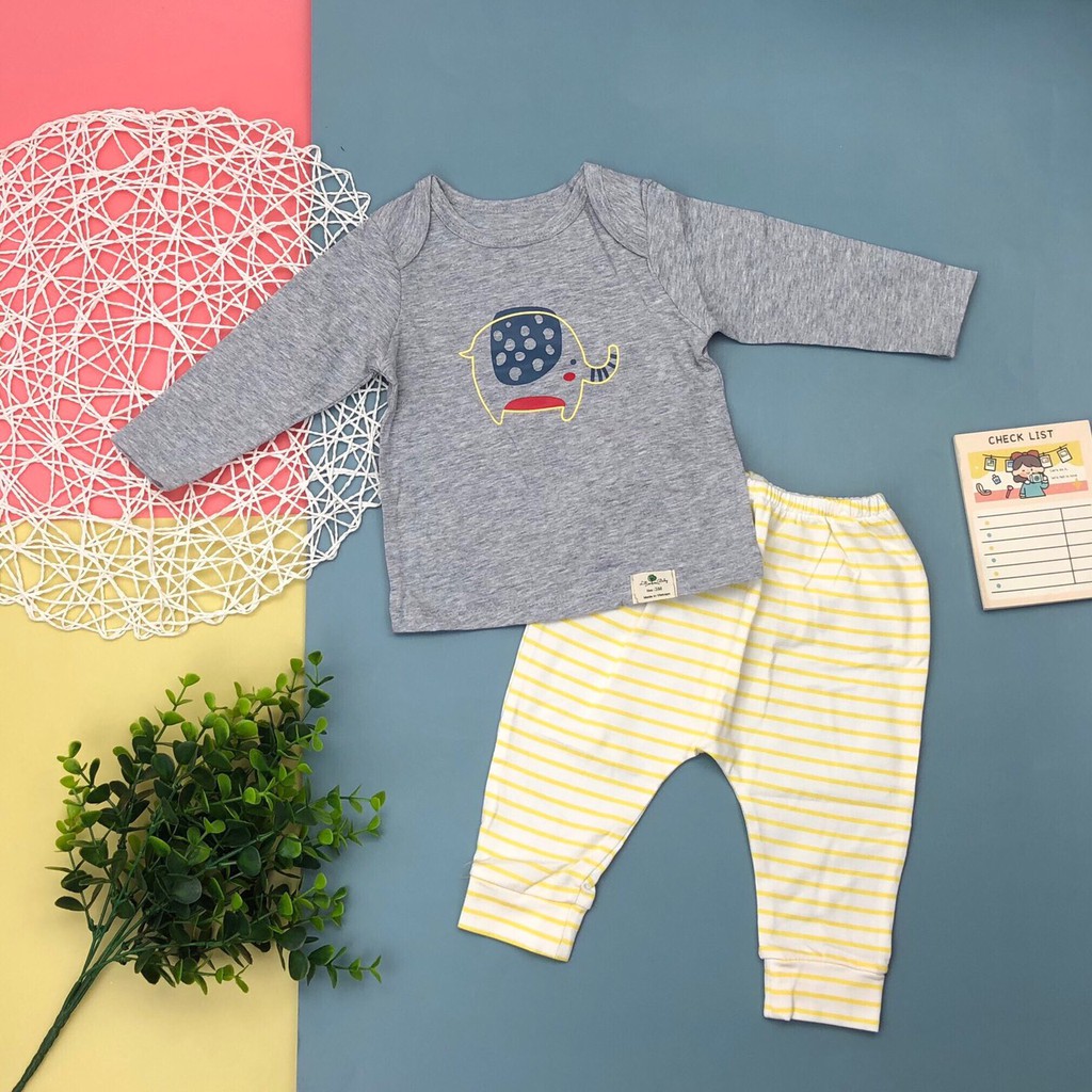 [HOT HOT HOT ] Bộ Sơ Sinh vải mỏng Hàn Quốc Dài Tay LITIBABY cho bé trai, bé gái size 3-36 tháng -H5500