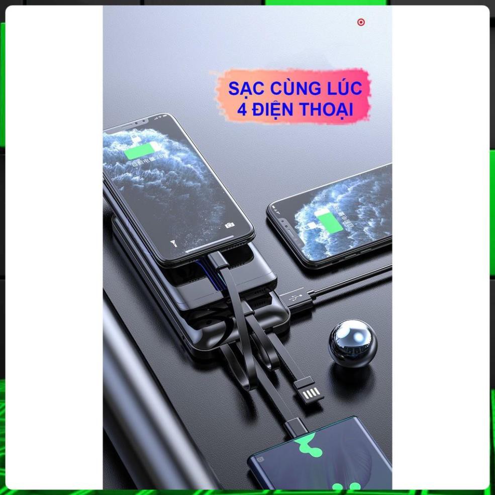 Sạc Dự Phòng 10000mAh Mặt Kính Tích Hợp 4 Cổng Sạc USB/Type C/Lightning/Micro USB s