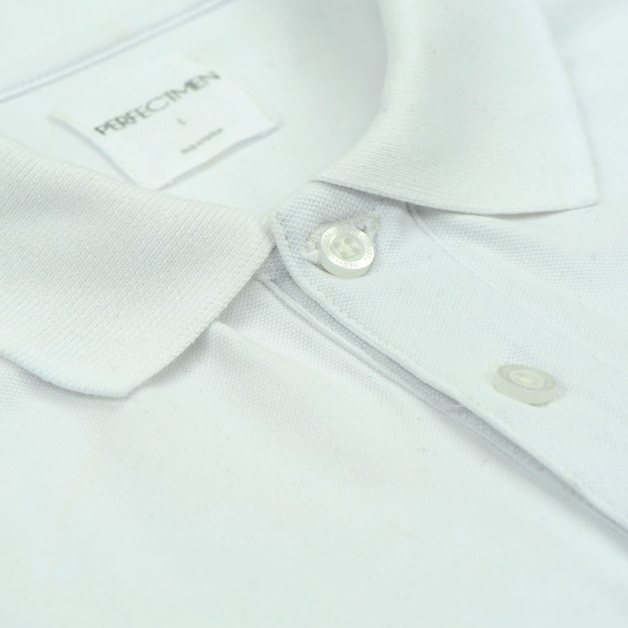 Áo Polo nam cao cấp 100% cotton PERFECTMEN vải cá sấu màu trắng co giãn 4 chiều thoáng mát xuất xịn sang trọng