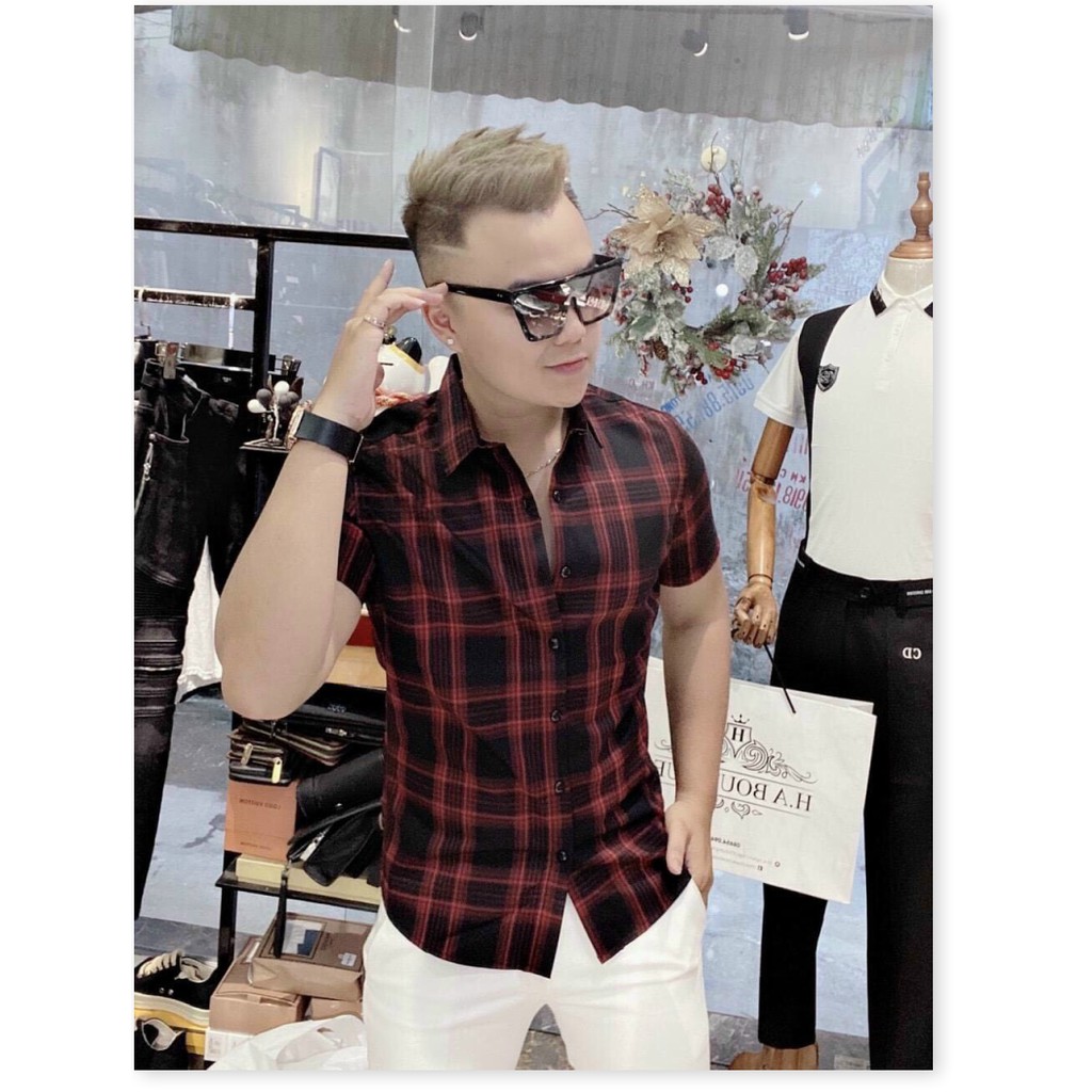 Áo sơ mi nam caro tay ngắn phong cách tre trung năng động 2021