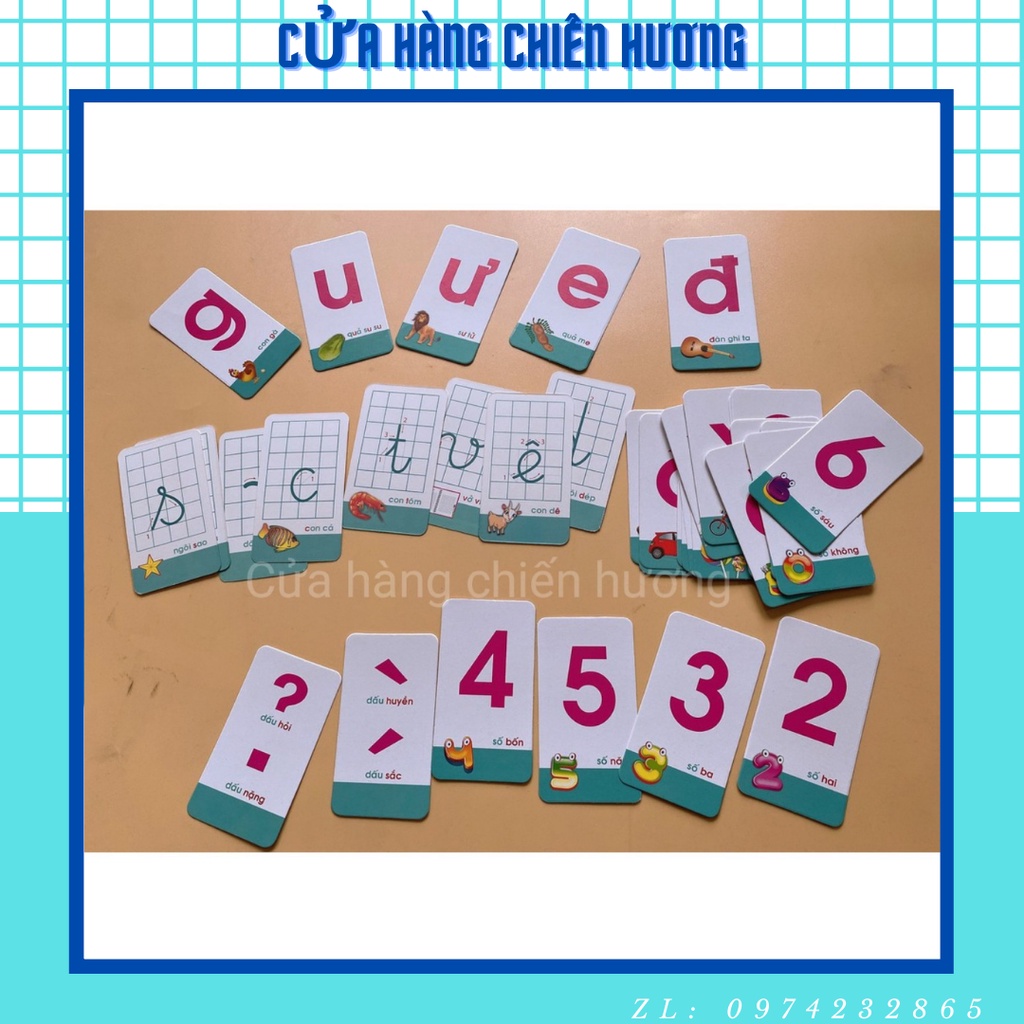 Bộ 42 Thẻ Học Flashcard Thông Minh Tổng Hợp Chữ Cái Và Số Đếm Cho Bé