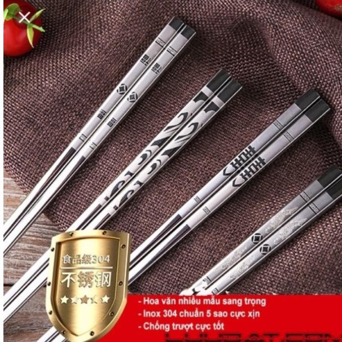 (Set 5 Đôi) Đũa Inox 304 Cao Cấp Hàn Quốc hàng chuẩn bao đẹp chất lượng