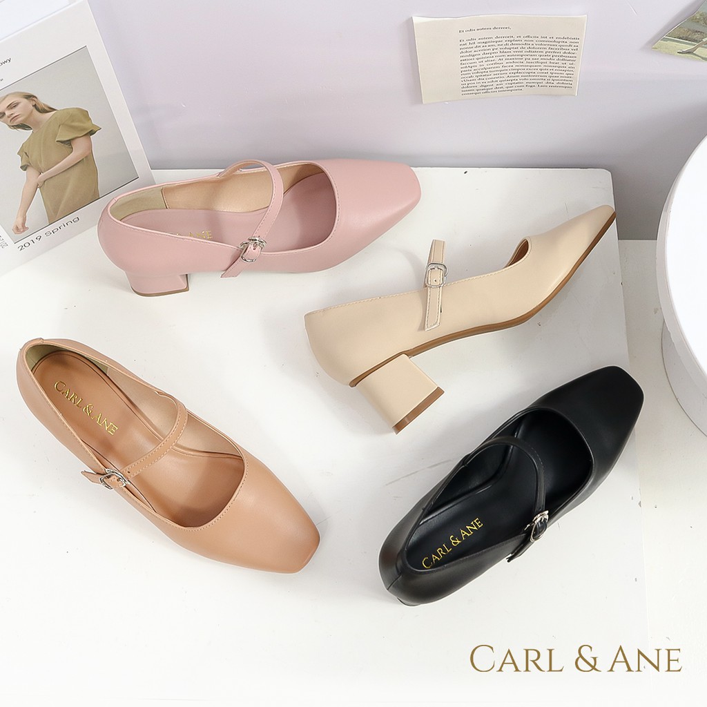 Carl & Ane - [Form lớn lùi 1 size] Giày cao gót thời trang nữ mũi vuông phối dây cao 5cm màu bò _ CP003 | BigBuy360 - bigbuy360.vn