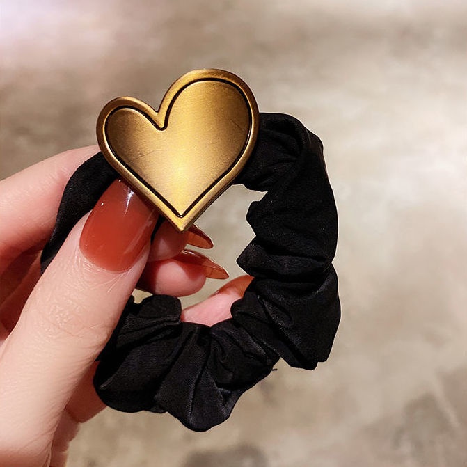 Dây Buộc Tóc Cao Su Mặt Trái Tim Kim Loại Phong Cách Hàn Quốc Dễ Thương Cho Nữ 2021