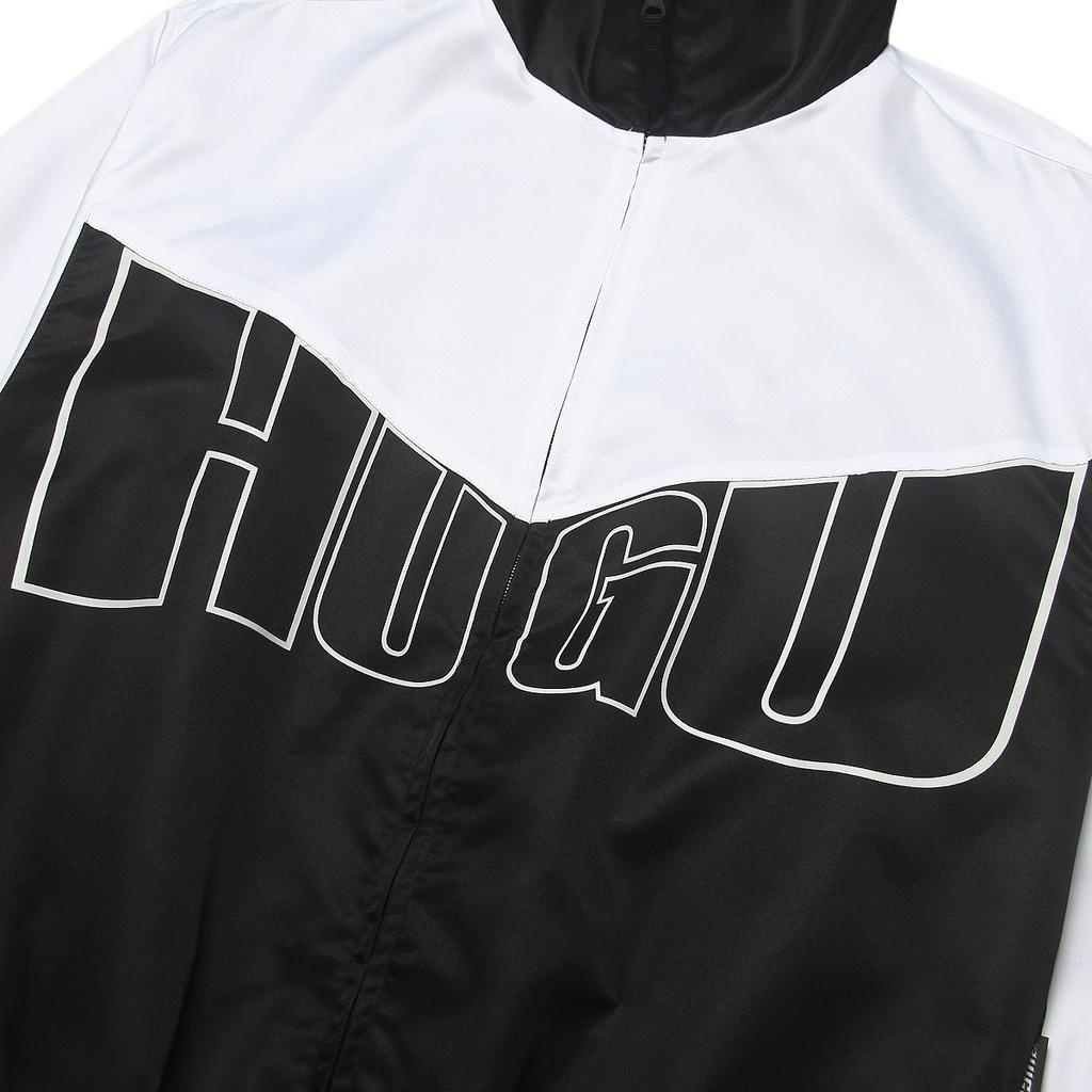Áo khoác dù nam trắng đen HUGU - JERSY PARACHUTE JACKET - form rộng thoáng mát
